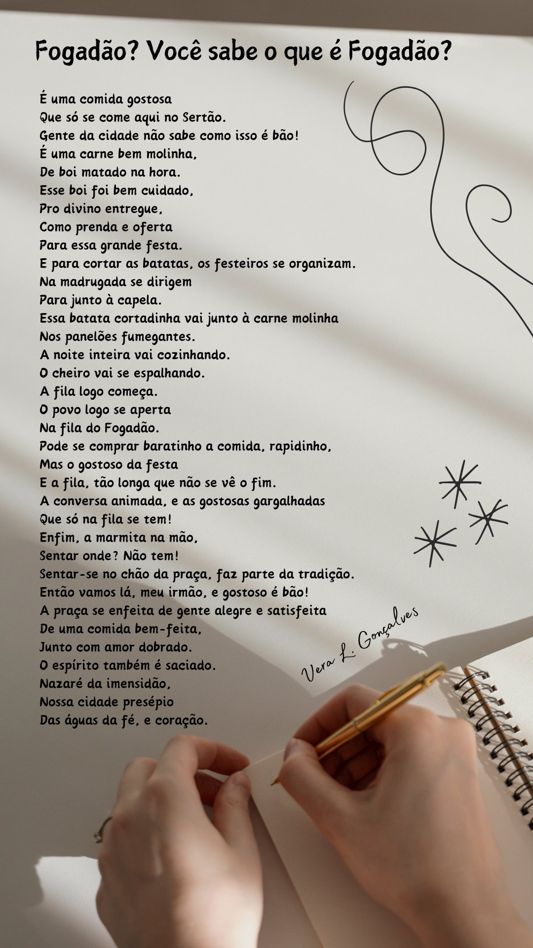 Poema Fogadão, de Vera L. Gonçalves