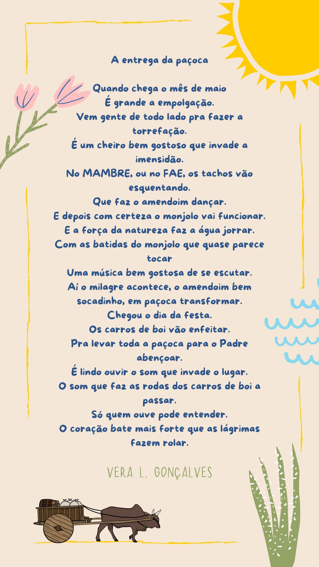 Poema 'A entrega da paçoca', de Vera L. Gonçalves